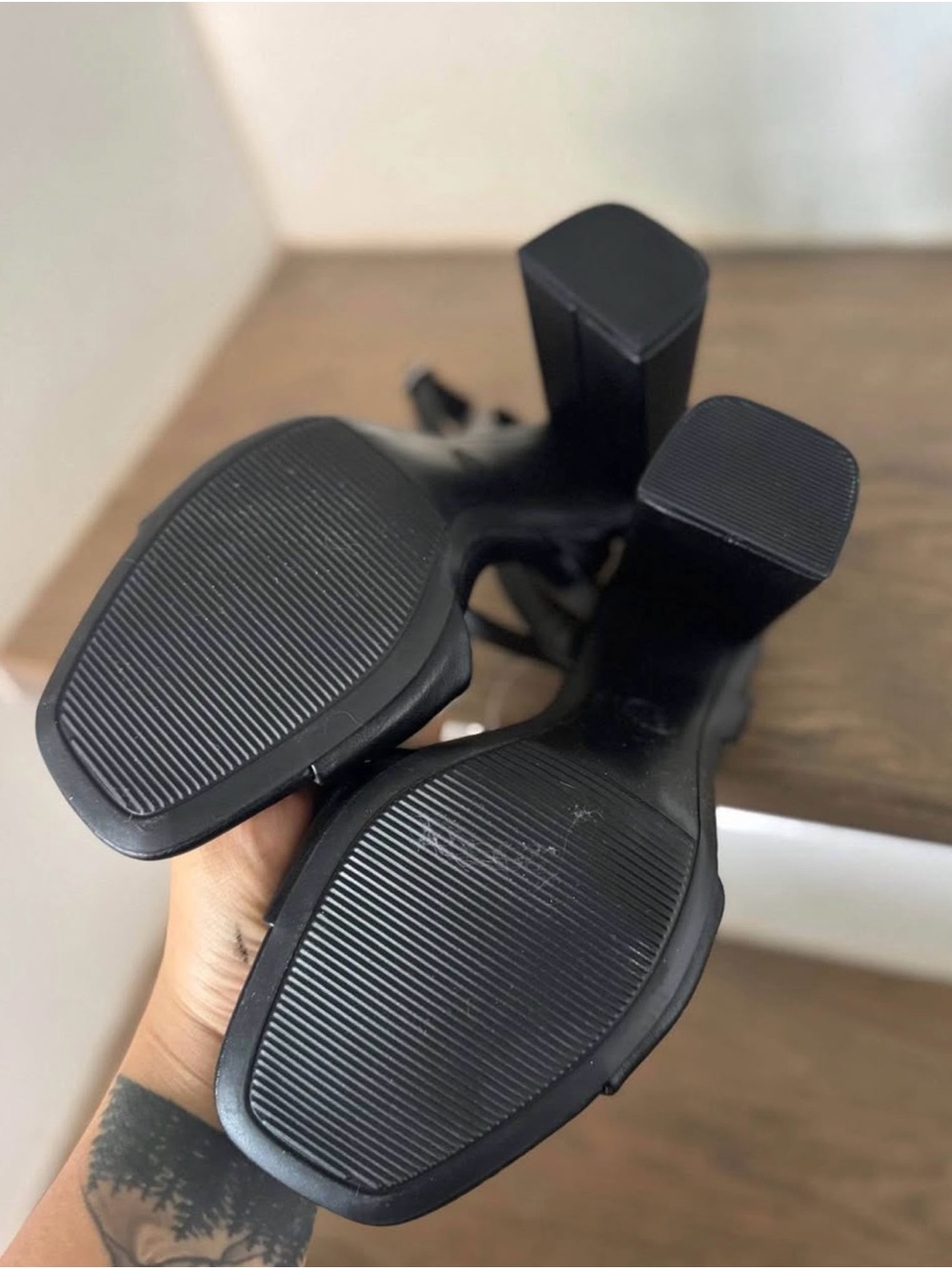 Target Black Square Toe Block Heel Sandals